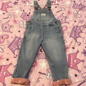 OshKosh Toddler Girl Classic Overalls with floral cuff bottoms